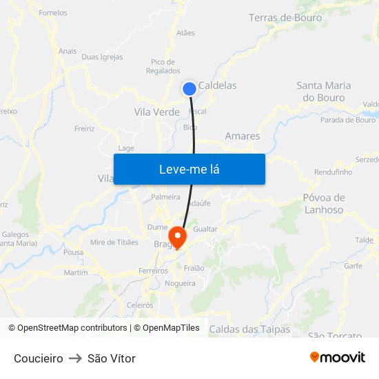 Coucieiro to São Vítor map