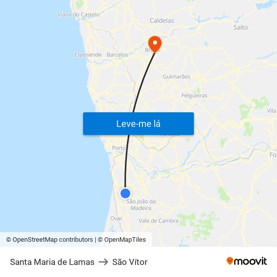 Santa Maria de Lamas to São Vítor map