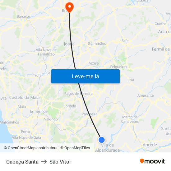 Cabeça Santa to São Vítor map