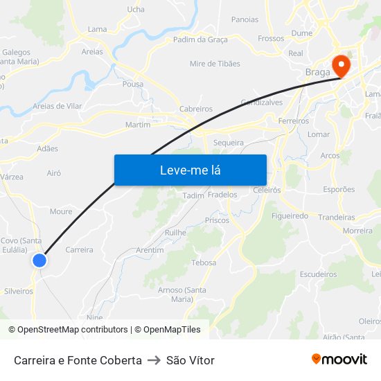 Carreira e Fonte Coberta to São Vítor map