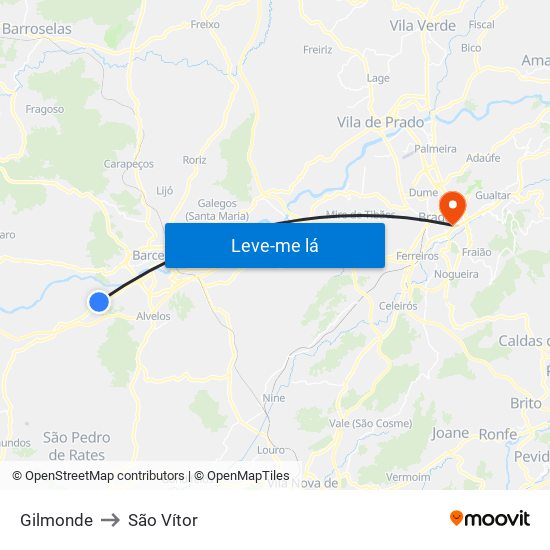Gilmonde to São Vítor map