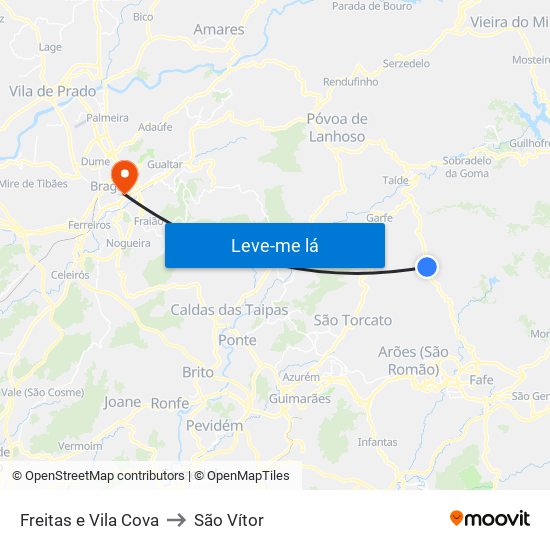 Freitas e Vila Cova to São Vítor map