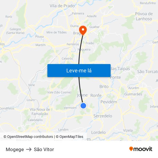 Mogege to São Vítor map