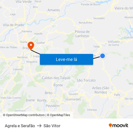 Agrela e Serafão to São Vítor map