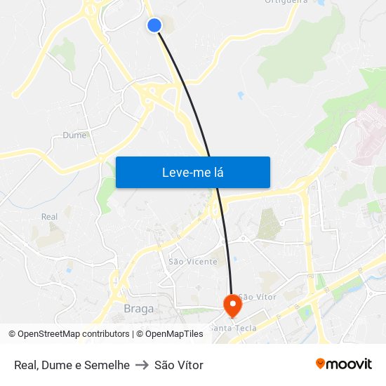 Real, Dume e Semelhe to São Vítor map