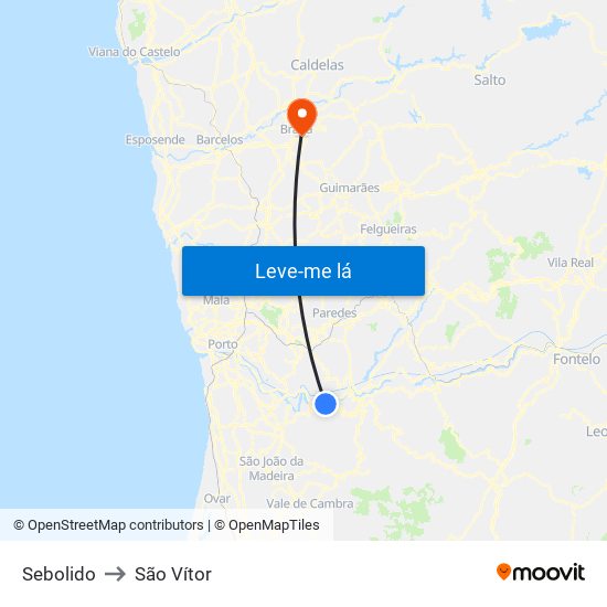 Sebolido to São Vítor map