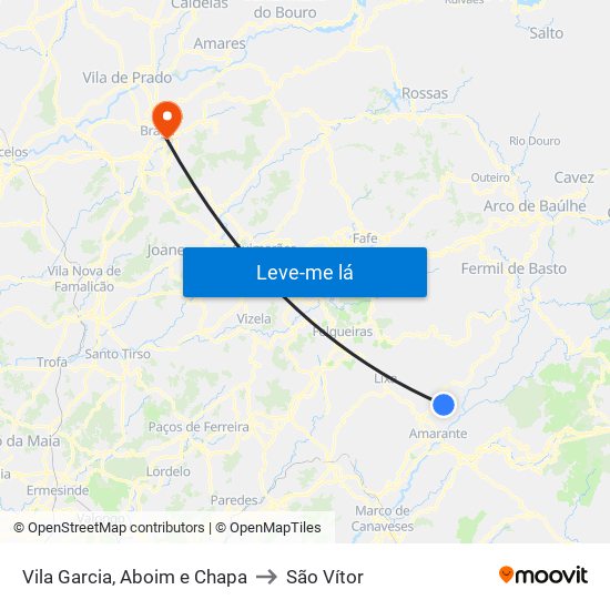 Vila Garcia, Aboim e Chapa to São Vítor map