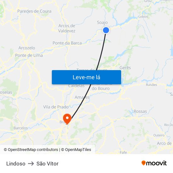 Lindoso to São Vítor map