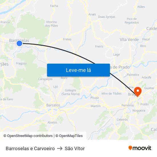 Barroselas e Carvoeiro to São Vítor map