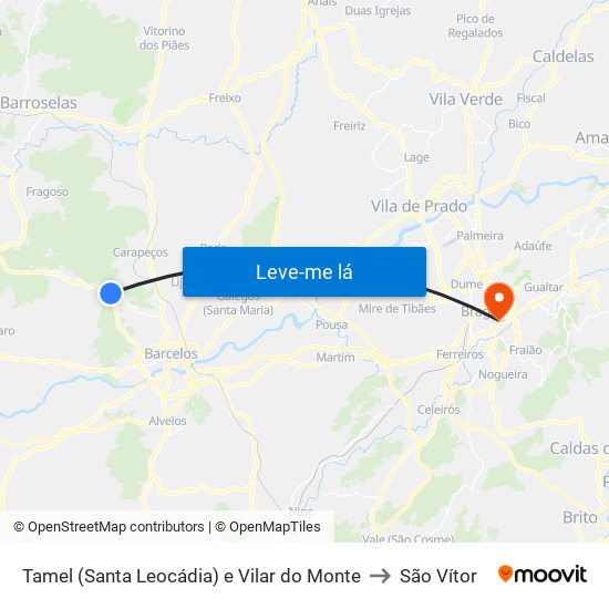 Tamel (Santa Leocádia) e Vilar do Monte to São Vítor map
