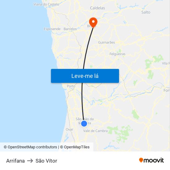 Arrifana to São Vítor map