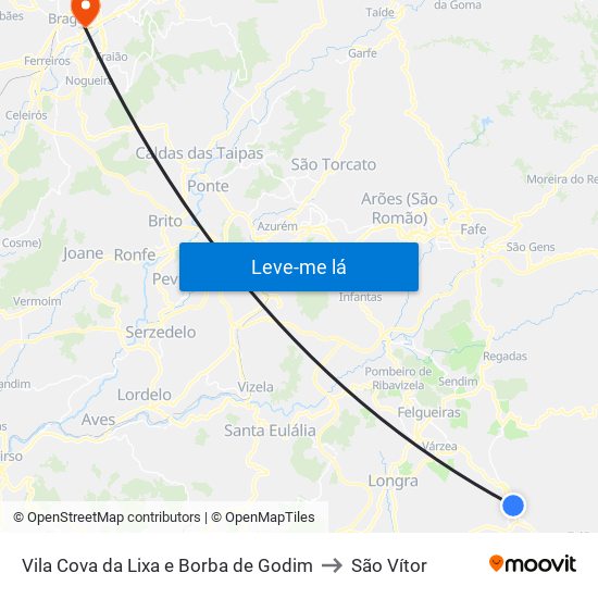 Vila Cova da Lixa e Borba de Godim to São Vítor map