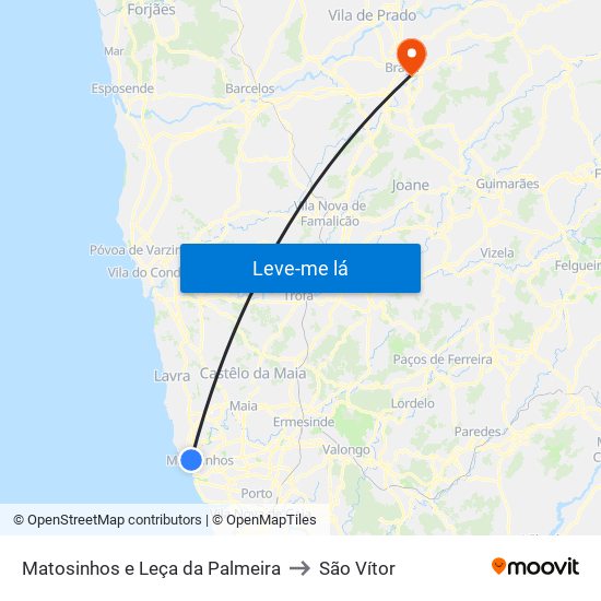 Matosinhos e Leça da Palmeira to São Vítor map