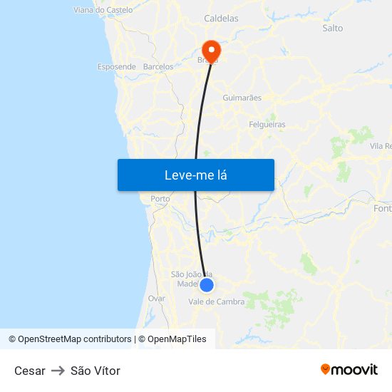 Cesar to São Vítor map