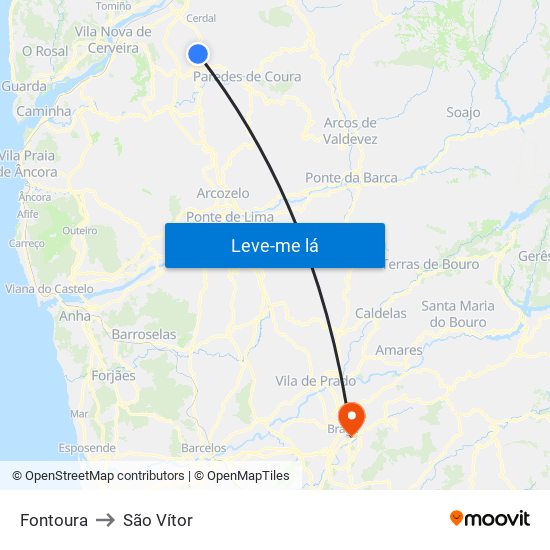 Fontoura to São Vítor map
