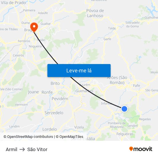 Armil to São Vítor map