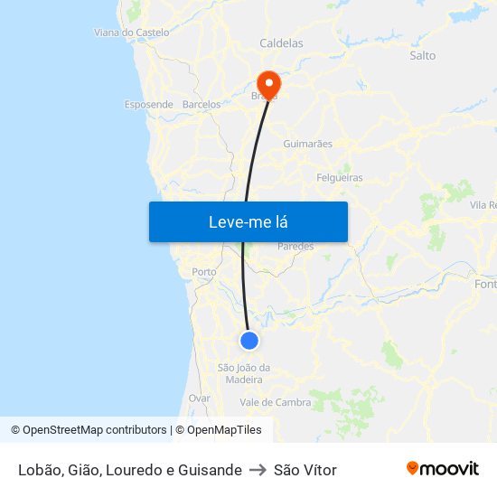 Lobão, Gião, Louredo e Guisande to São Vítor map