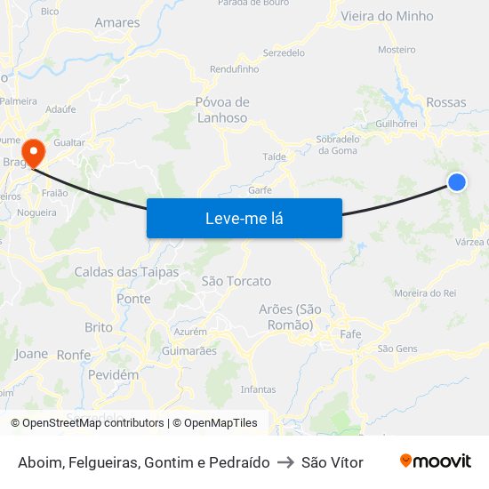 Aboim, Felgueiras, Gontim e Pedraído to São Vítor map