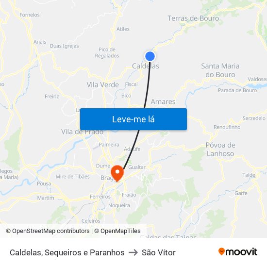 Caldelas, Sequeiros e Paranhos to São Vítor map