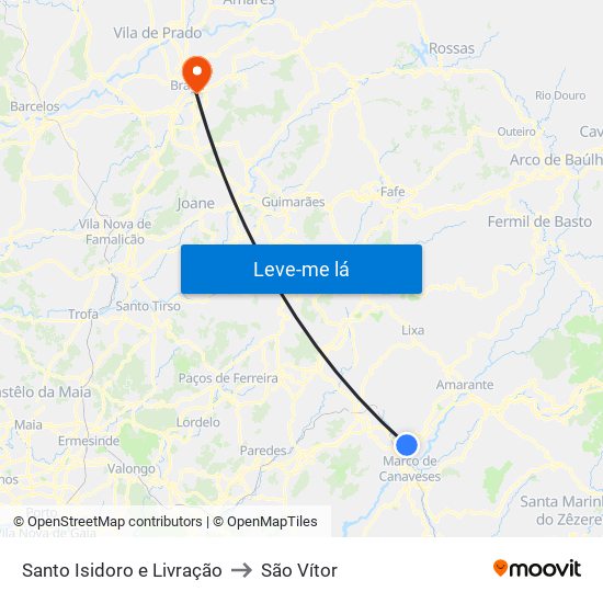 Santo Isidoro e Livração to São Vítor map