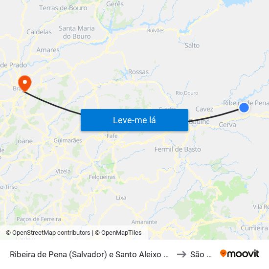 Ribeira de Pena (Salvador) e Santo Aleixo de Além-Tâmega to São Vítor map
