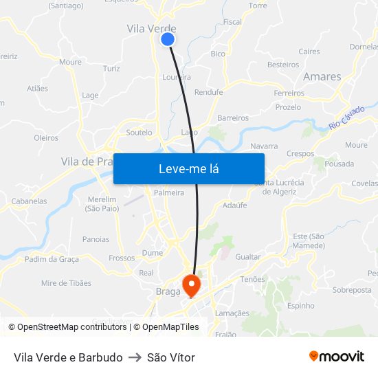 Vila Verde e Barbudo to São Vítor map