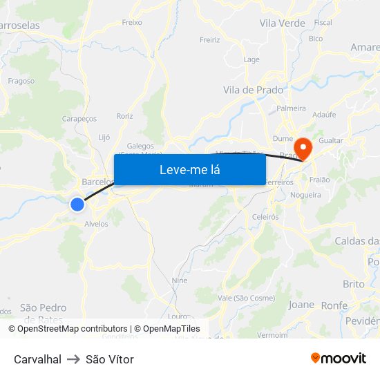 Carvalhal to São Vítor map