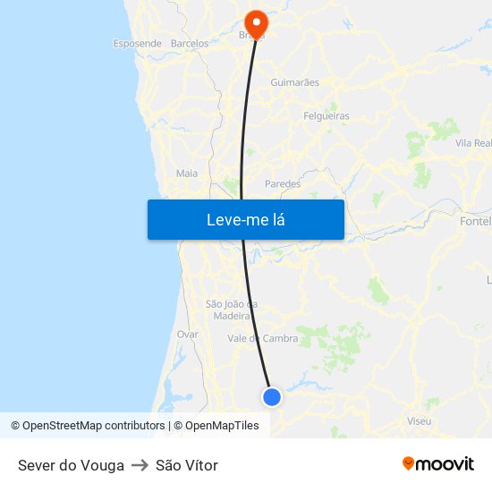 Sever do Vouga to São Vítor map