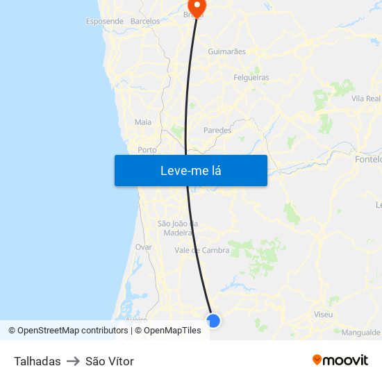 Talhadas to São Vítor map