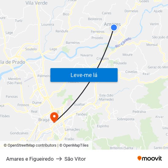 Amares e Figueiredo to São Vítor map