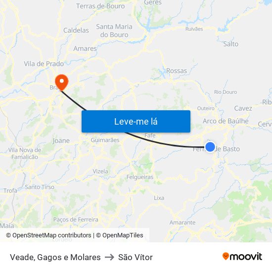Veade, Gagos e Molares to São Vítor map