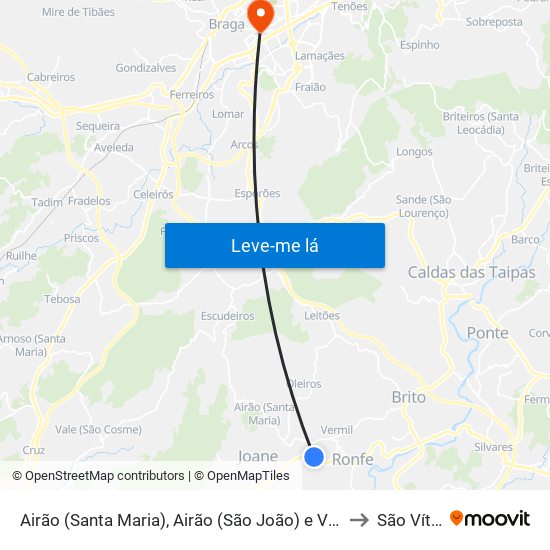 Airão (Santa Maria), Airão (São João) e Vermil to São Vítor map