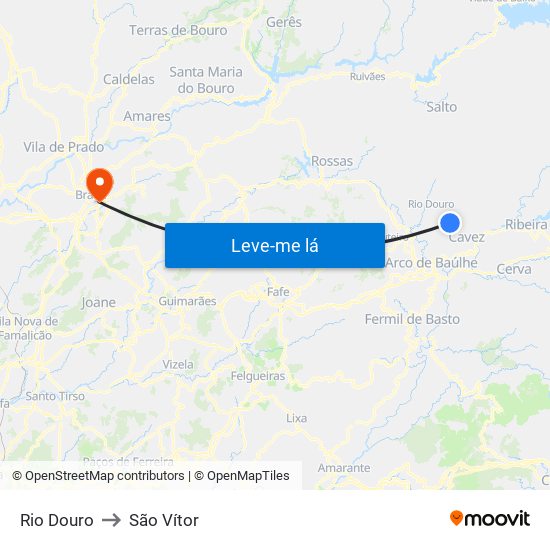 Rio Douro to São Vítor map