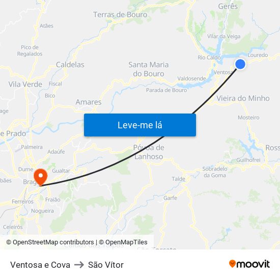 Ventosa e Cova to São Vítor map