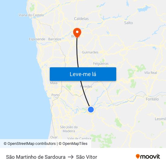 São Martinho de Sardoura to São Vítor map