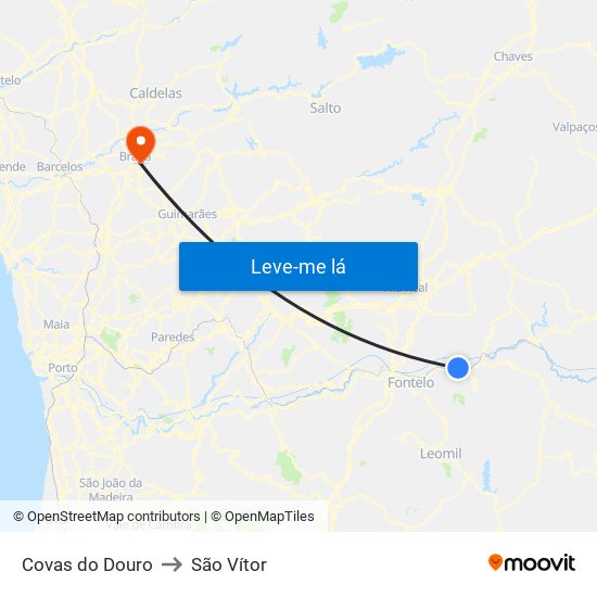 Covas do Douro to São Vítor map