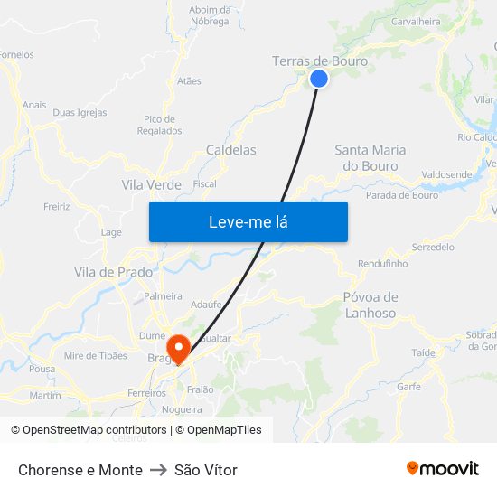 Chorense e Monte to São Vítor map
