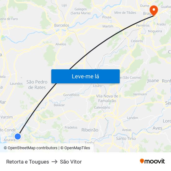 Retorta e Tougues to São Vítor map