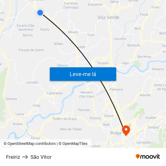 Freiriz to São Vítor map