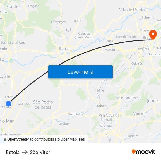 Estela to São Vítor map