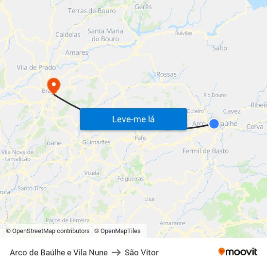 Arco de Baúlhe e Vila Nune to São Vítor map