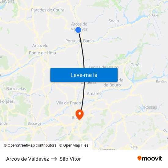 Arcos de Valdevez to São Vítor map