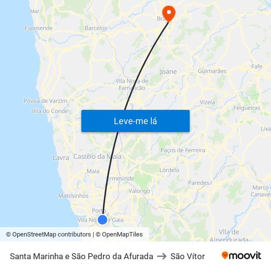 Santa Marinha e São Pedro da Afurada to São Vítor map