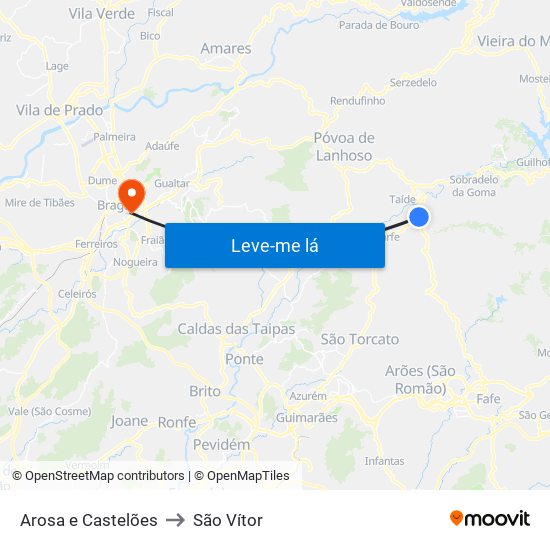 Arosa e Castelões to São Vítor map