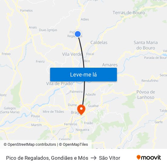 Pico de Regalados, Gondiães e Mós to São Vítor map