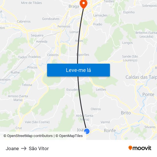 Joane to São Vítor map