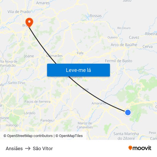 Ansiāes to São Vítor map