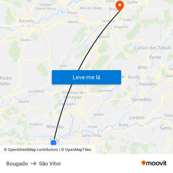 Bougado to São Vítor map