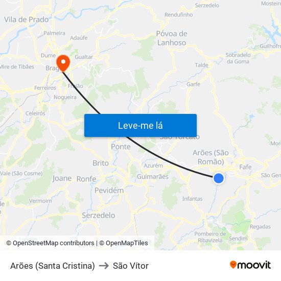 Arões (Santa Cristina) to São Vítor map