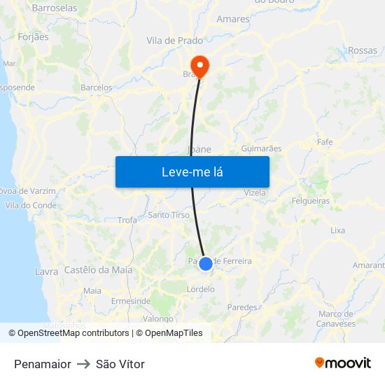 Penamaior to São Vítor map